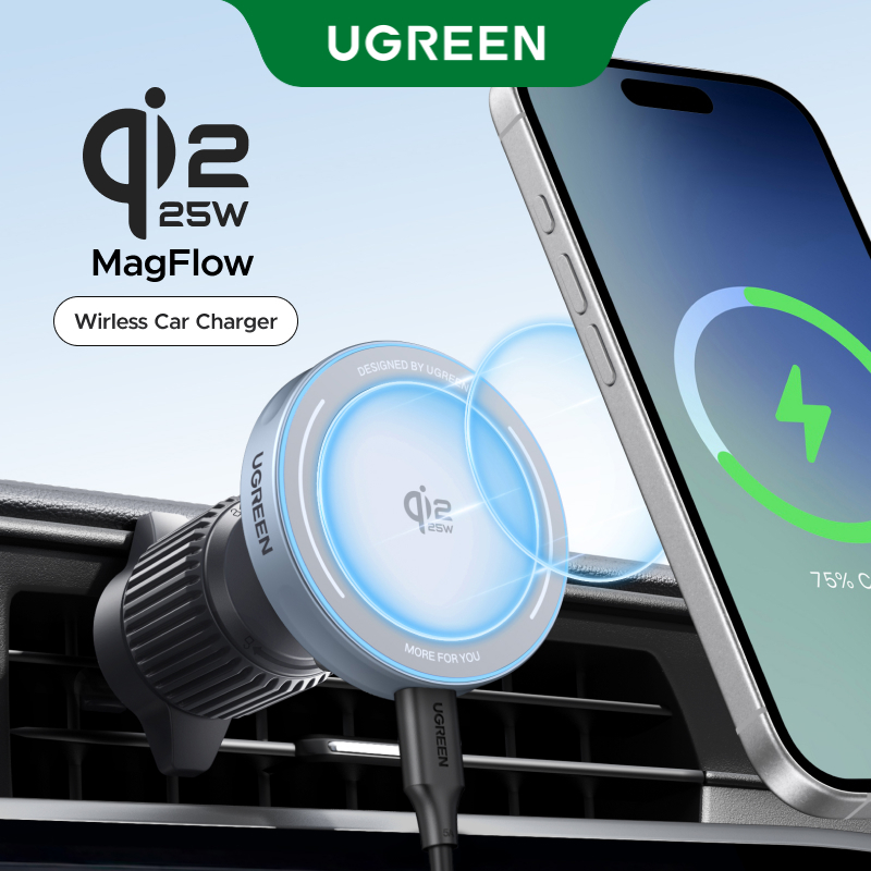 [Qi2 25W] Sạc không dây MagFlow ô tô từ tính UGREEN 25W Max Tương thích với dòng IP
