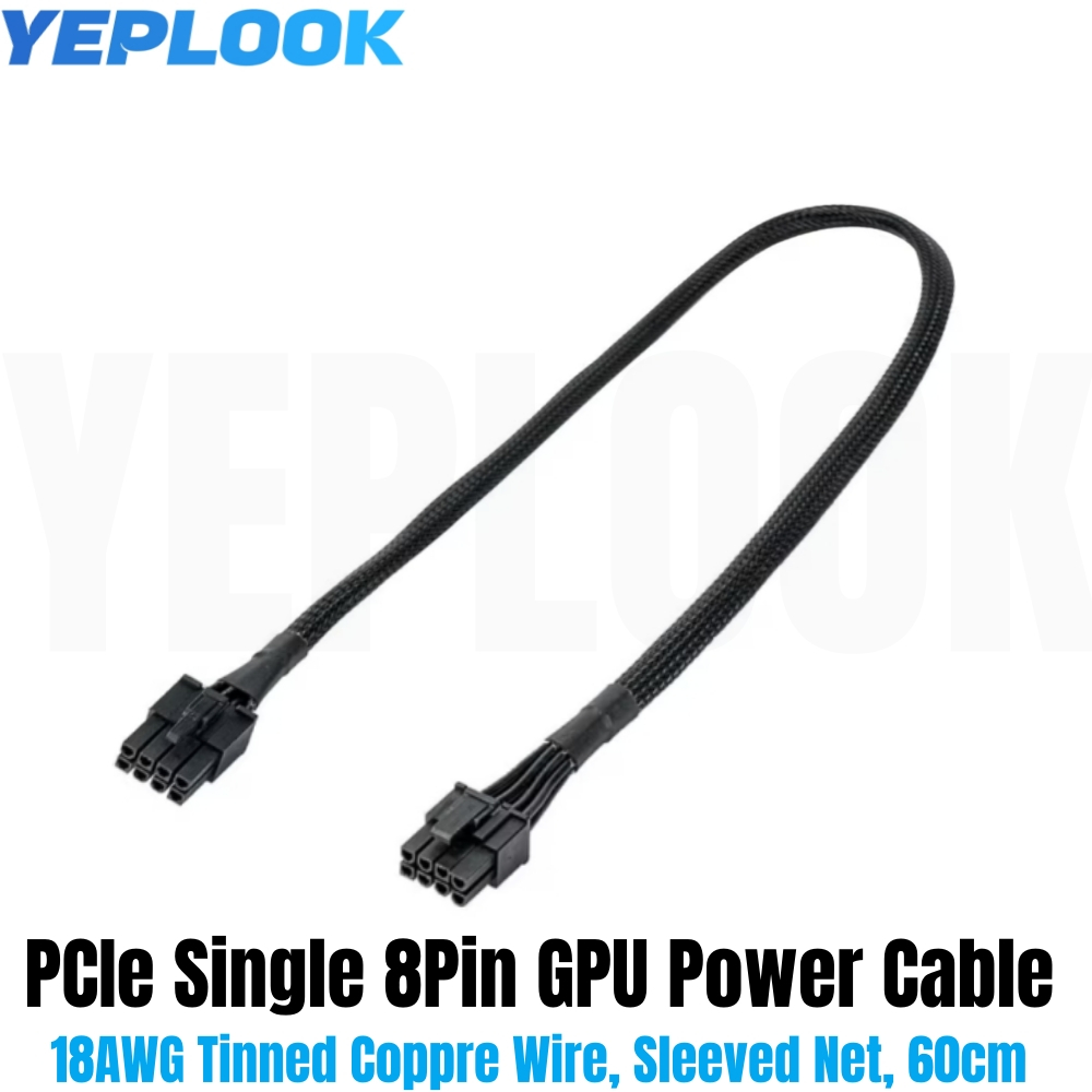 PCIe Single 8Pin 6 + 2Pin Tay Lưới 18AWG 60CM Cáp Nguồn GPU Cho Corsair HX1050, HX850, HX750, HX650 