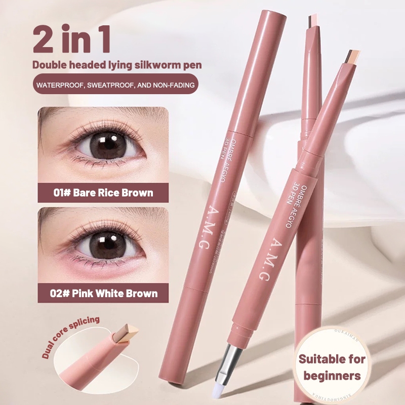 Bút tằm nằm 2 trong 1 giúp vẽ nhanh, tiết kiệm thời gian,bền và mịn màng, điều chỉnh mí mắt dưới, phóng To mắt