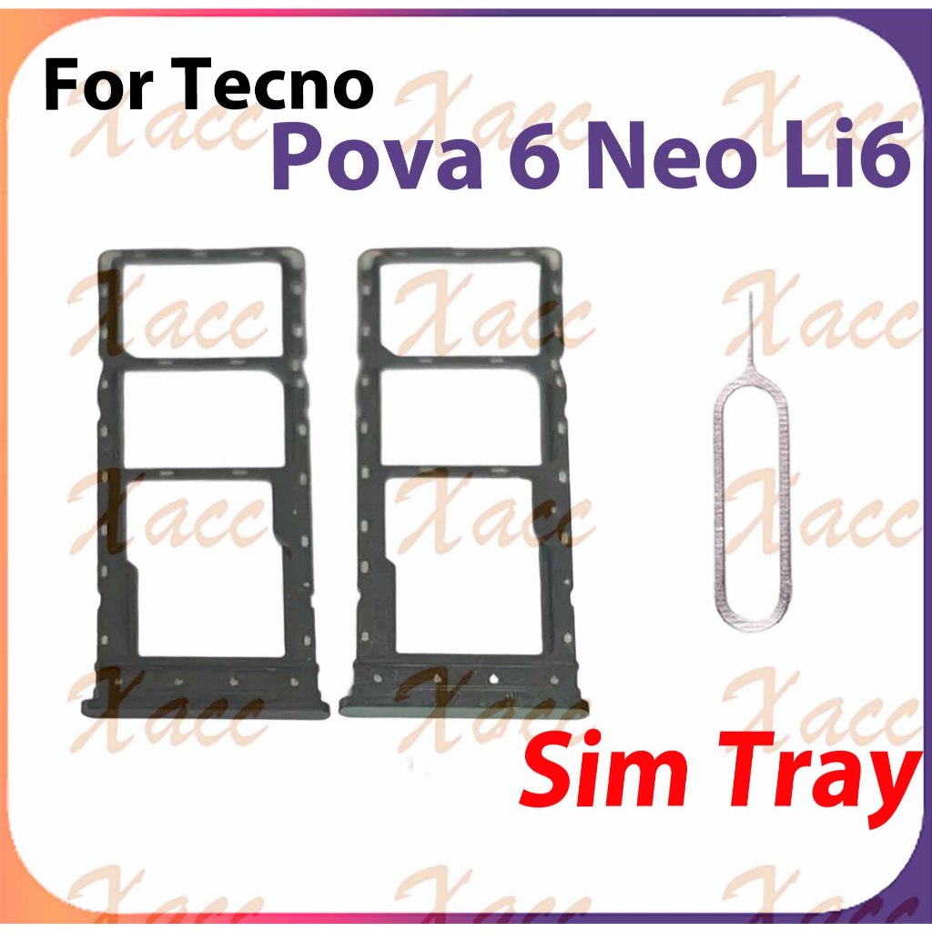 Dành Cho Tecno Pova 6 Neo LI6 Khay Thẻ SIM Khe Cắm Giá Đỡ Điện Thoại Lắp Đặt Thay Thế