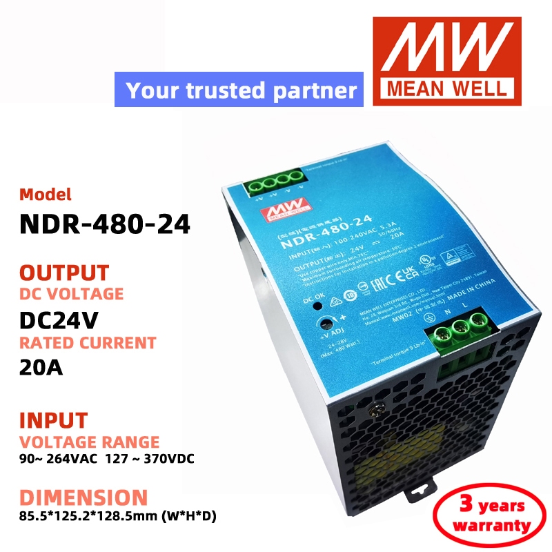MEAN WELL NDR-480-24 NDR-480-48 24V 20A 48V10ASwitching Nguồn điện Meanwell DC