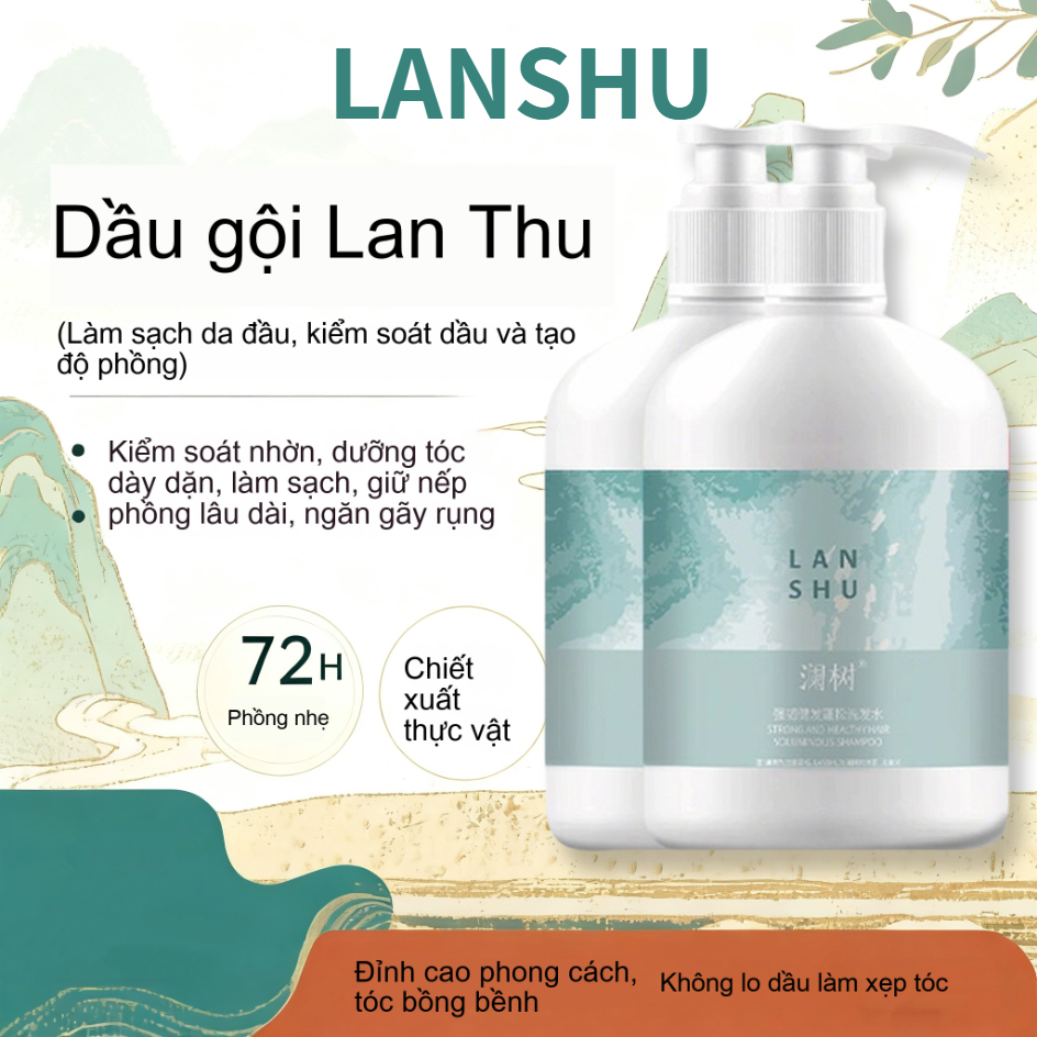 LANSHU LSHU Dầu gội để ngăn ngừa rụng tóc và thúc đẩy mọc tóc Polygonum multiflorum Blue Tree Fluffy
