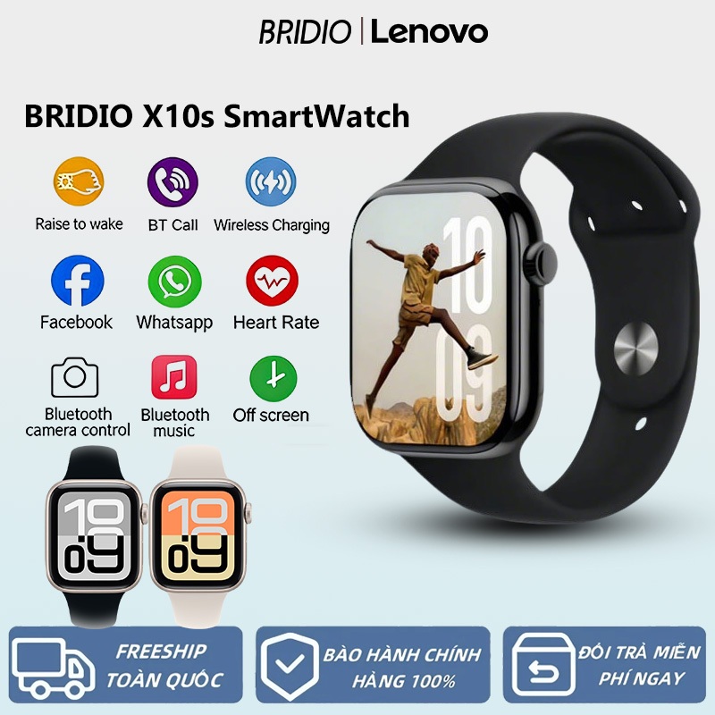Đồng hồ thông minh Lenovo 2025 Bridio X10s có màn hình cảm ứng, theo dõi sức khỏe, kết nối điện thoại cho tin nhắn và cuộc gọi văn bản và chống nước | BigBuy360 - bigbuy360.vn