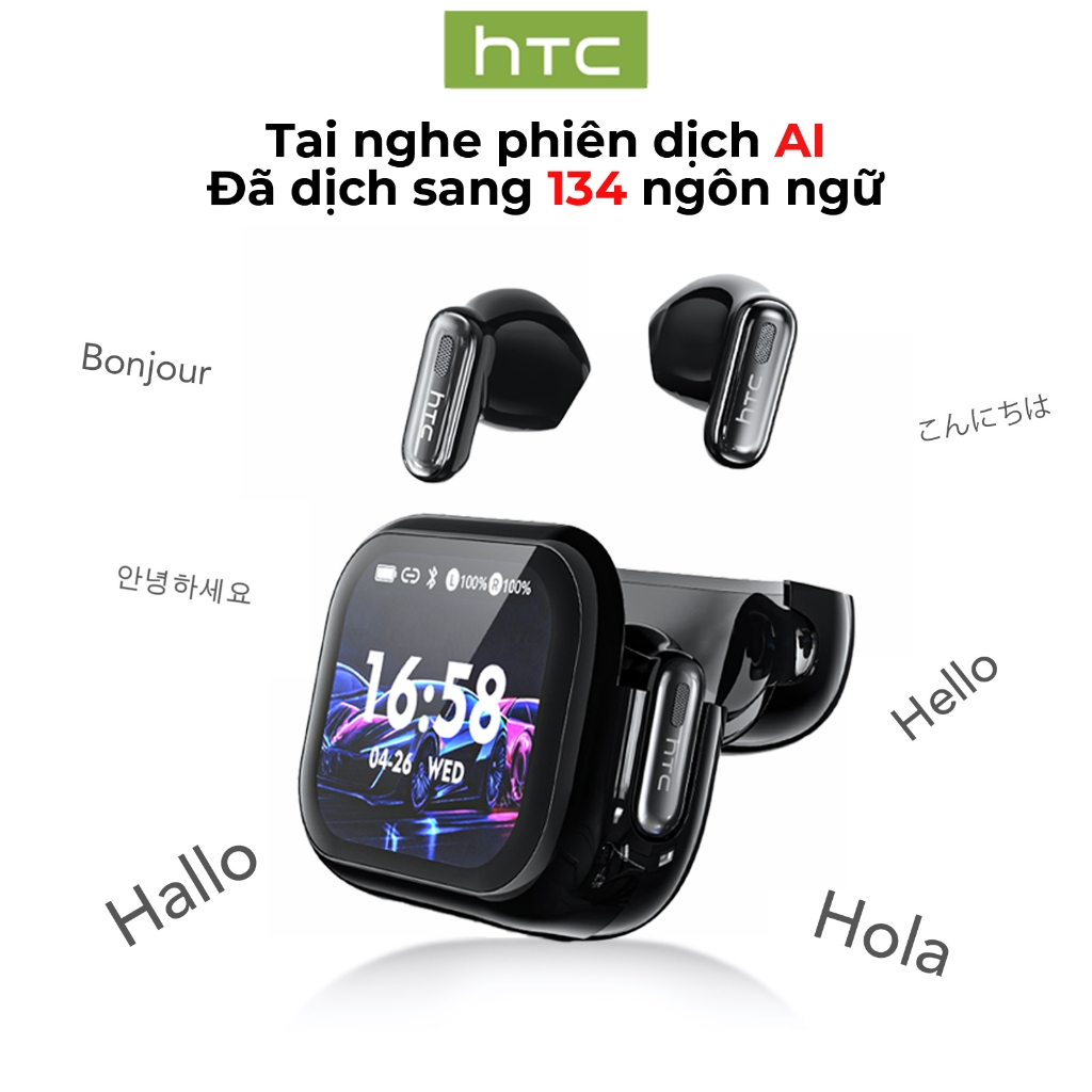 HTC NE68 Tai nghe dịch thuật AI Tai nghe Bluetooth 6.0 Tai nghe không dây Tai nghe nhét tai Tai nghe thông minh Thiết kế lấy cảm hứng từ máy ảnh Tai nghe kẹp tai Tương thích với iOS/Android/PC | BigBuy360 - bigbuy360.vn