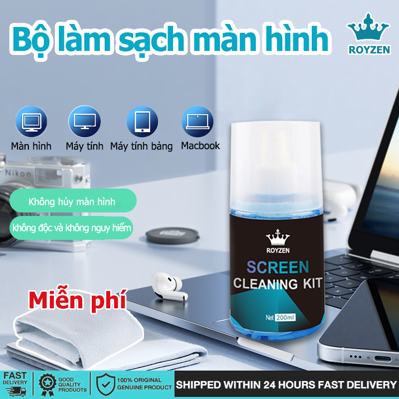 Dung dịch Vệ Sinh Màn Hình ROYZEN Screen Cleaning Kit  Kháng Khuẩn Điện Thoại/Máy ảnh/Đồng Hồ/Laptop