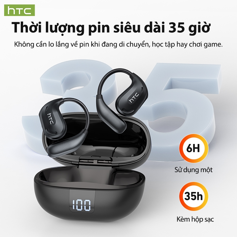 Bảo hành 1 năm HTC NE47 AI Dịch Tai nghe Bluetooth Dịch thuật thời gian thực OWS Cuộc gọi HD Tai nghe không dây HiFi Tai nghe thể thao khử tiếng ồn thông minh IPX5 Lớp chống nước | BigBuy360 - bigbuy360.vn