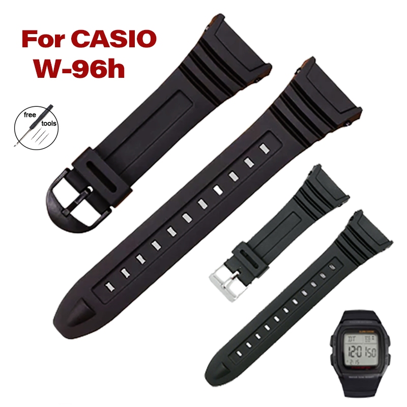 Dây đeo đồng hồ silicon chống thấm nước 18mm cho Casio W-96h Dây đeo đồng hồ thay thế Cao su PU Thể 