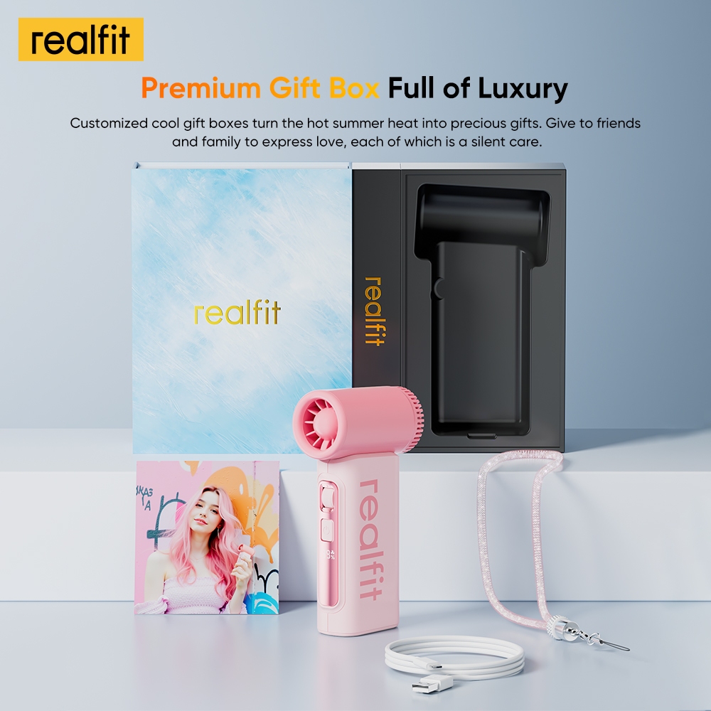 [FreeGift Live Only] Quạt Realfit T1 Turbo Mini Di Động Với Tốc Độ Gió 199 Cấp Độ Quạt Phản Lực Sạc 