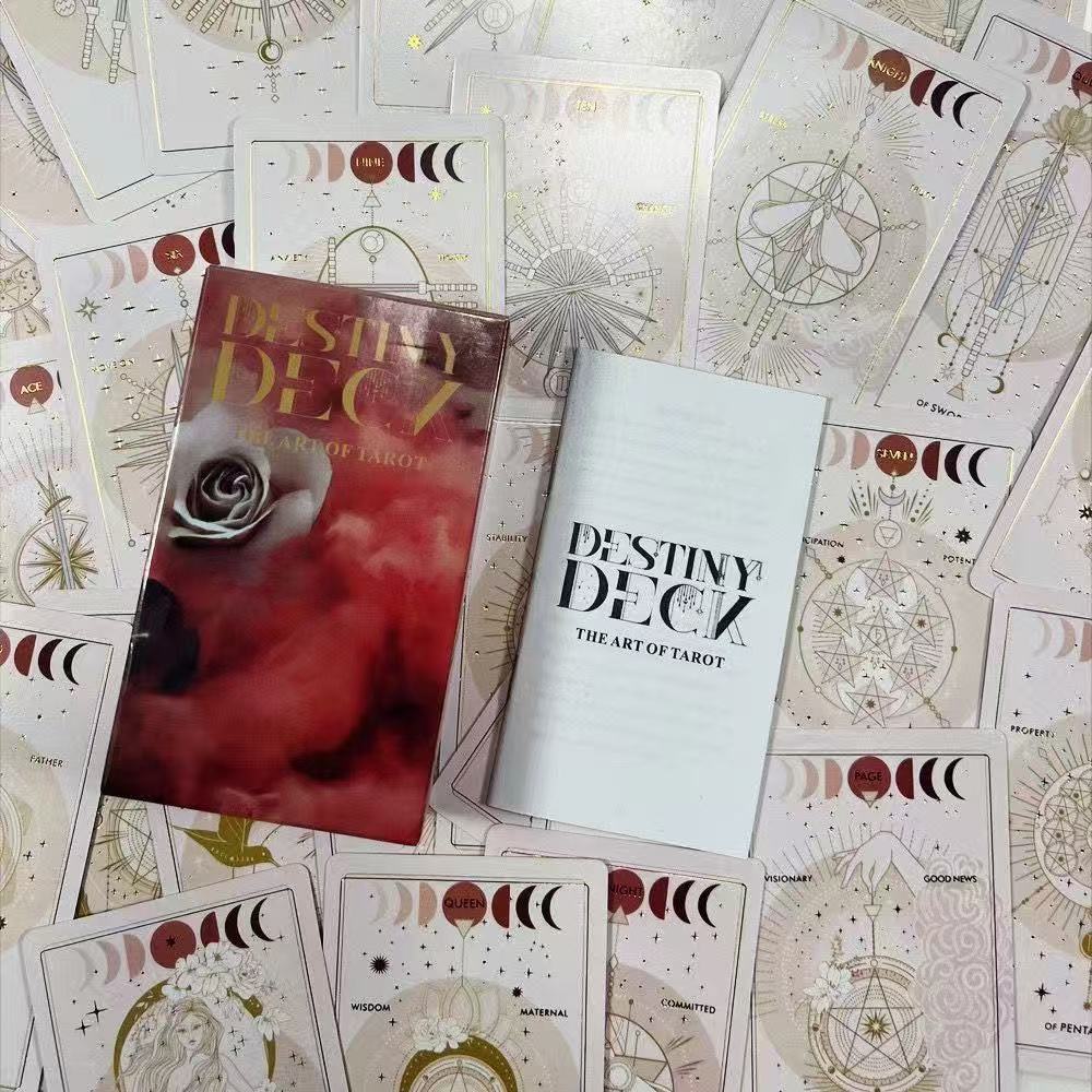[Hàng có sẵn] Thẻ TAROT mạ vàng hồng 12X7cm Trò chơi thẻ trò chơi bảng tiếng Anh THE DESTINY DECK TA