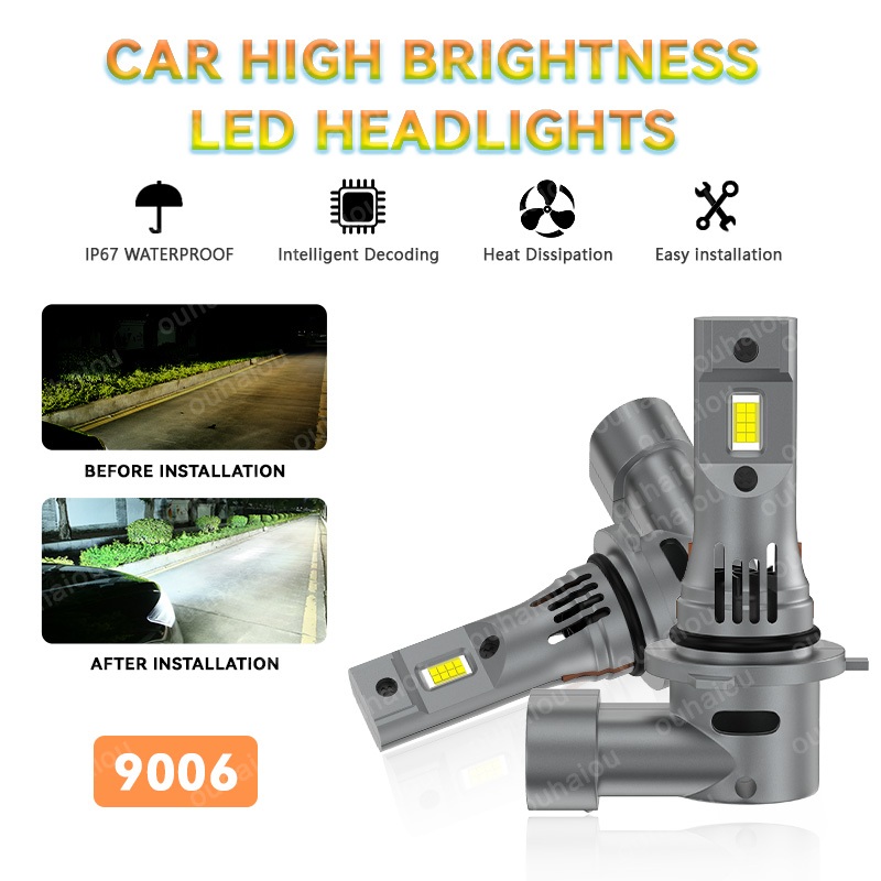 2 Chiếc 9006 HB4 LED Canbus Bóng Đèn Ô Tô Đèn Pha LED 9006 HB4 Quạt Làm Mát Sương Mù Đèn Pha