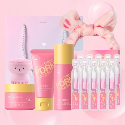 Bộ quà tặng chăm sóc da sáng da LAIKOU PDRN | 5.000ppm Sữa rửa mặt DNA cá hồi, Kem, Ampoule, Toner cho da Plump, Dewy và Supple