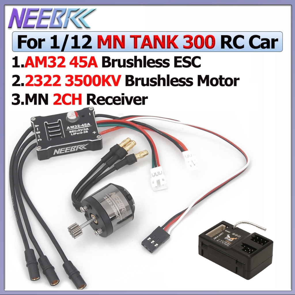 NEEBRC 2322 3500KV Động cơ Outrunner không chổi than AM32 45A Vỏ kim loại ESC không chổi than MN 2CH