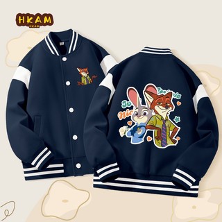 HKAM Áo khoác bé trai Áo khoác Bomber trẻ em, Áo thoải mái thời trang thông thường, In hình Zootopia