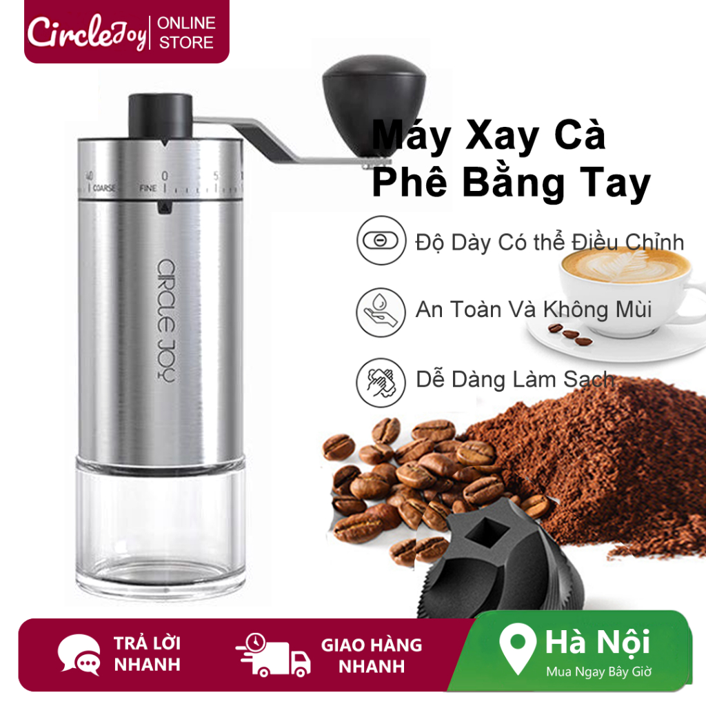 Máy xay cà phê thủ công Circle Joy, Máy xay cà phê CNC cầm tay với 40 bánh răng có thể điều chỉnh, Lõi mài gốm