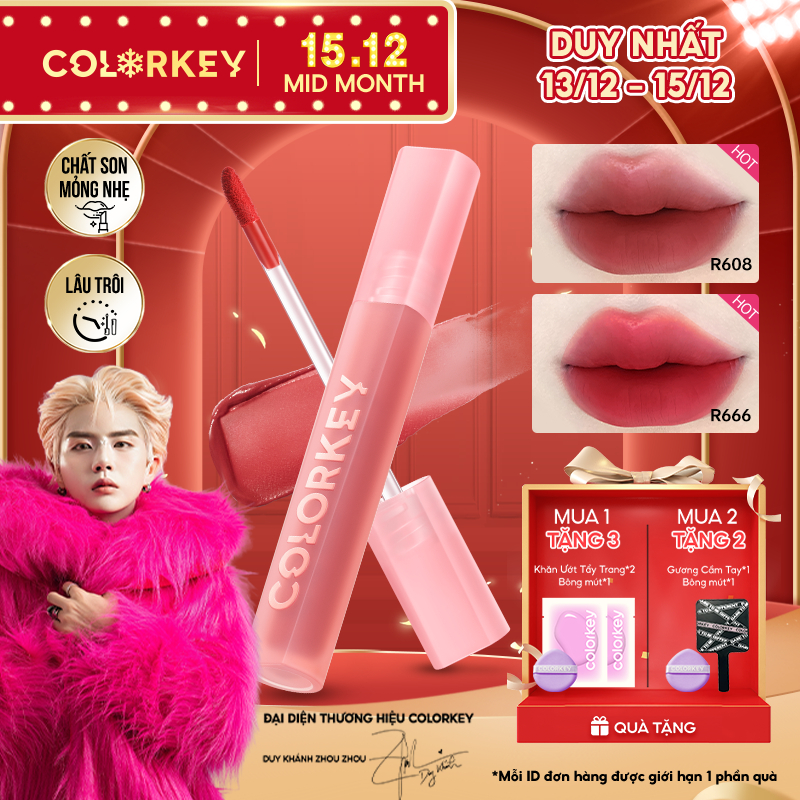 [DUY KHÁNH YÊU THÍCH] Son Kem Lì Velvet COLORKEY, Mịn Nhẹ, Lên Màu Chuẩn, Không Lem 3g | BigBuy360 - bigbuy360.vn