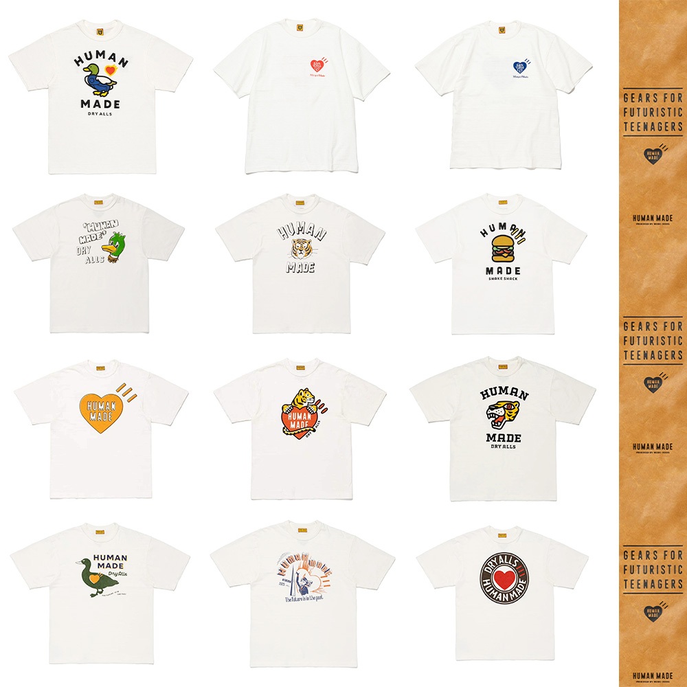 Bộ sưu tập tee HUMAN MADE 2025 260g vòng bánh xe nhóm03