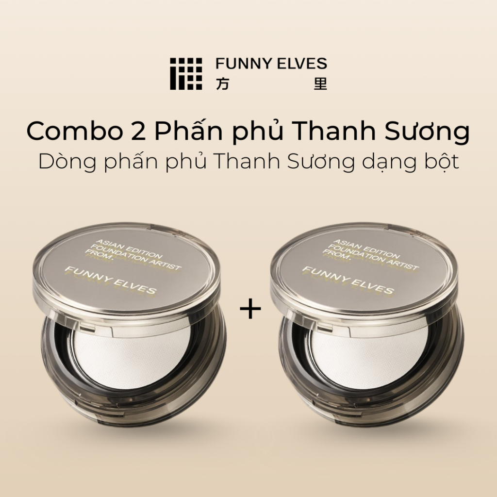 Phấn phủ Thanh Sương Bột lỏng kiểm soát dầu Funny Elves | Lỗ chân lông làm mờ | Hoàn thiện nhẹ | Com