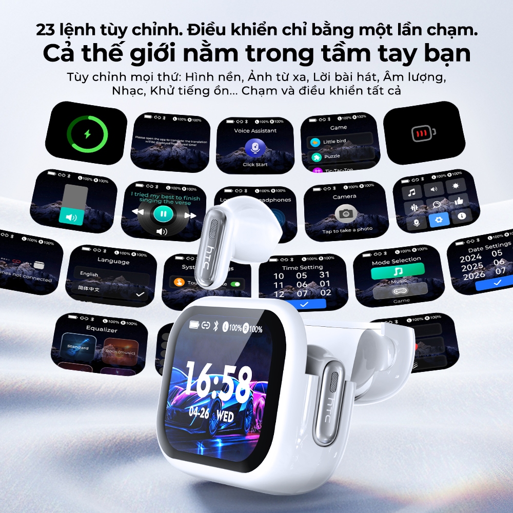 HTC NE68 Tai nghe dịch thuật AI Tai nghe Bluetooth 6.0 Tai nghe không dây Tai nghe nhét tai Tai nghe thông minh Thiết kế lấy cảm hứng từ máy ảnh Tai nghe kẹp tai Tương thích với iOS/Android/PC | BigBuy360 - bigbuy360.vn