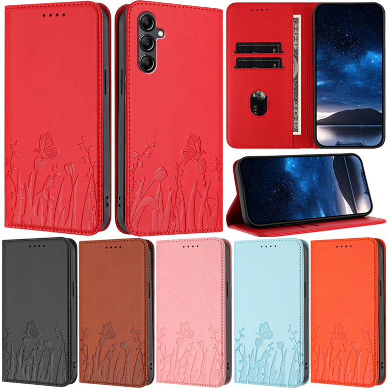 Ốp Lưng Sang Trọng Cho Samsung Galaxy A17 A07 A56 A36 A26 A16 A06 A05S A55 A35 A25 5G A05 Ví Khóa Từ Tính Mềm Da PU Khe Cắm Thẻ Da Bảo Vệ Da Flip Stand Cover
