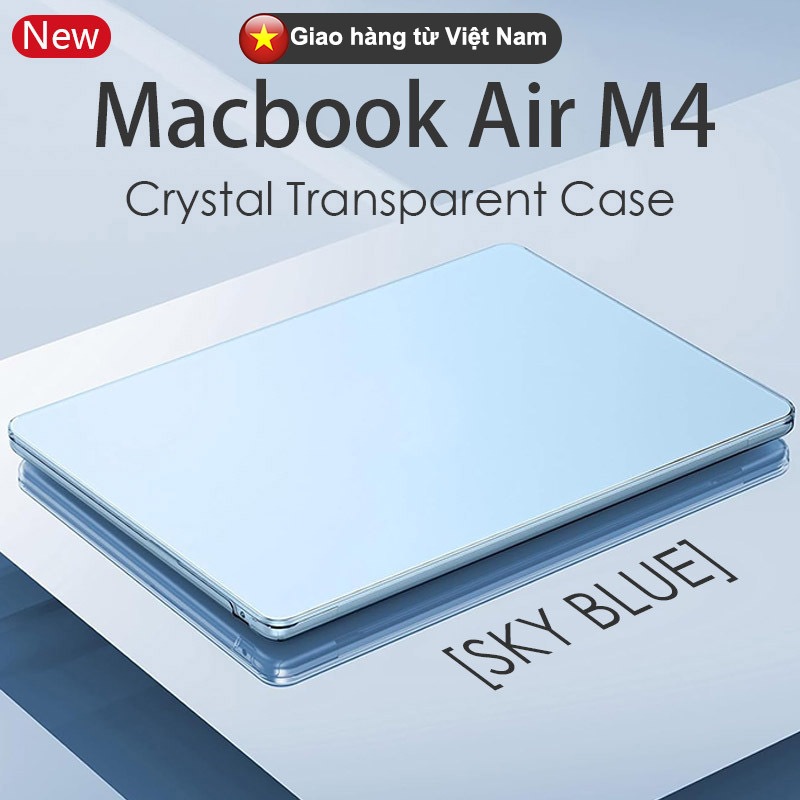Ốp lưng Ultra Slim Crystal Sky Blue mới cho MacBook Air 13 inch (M2 / M3 / M4) A3240 A3113 A2681