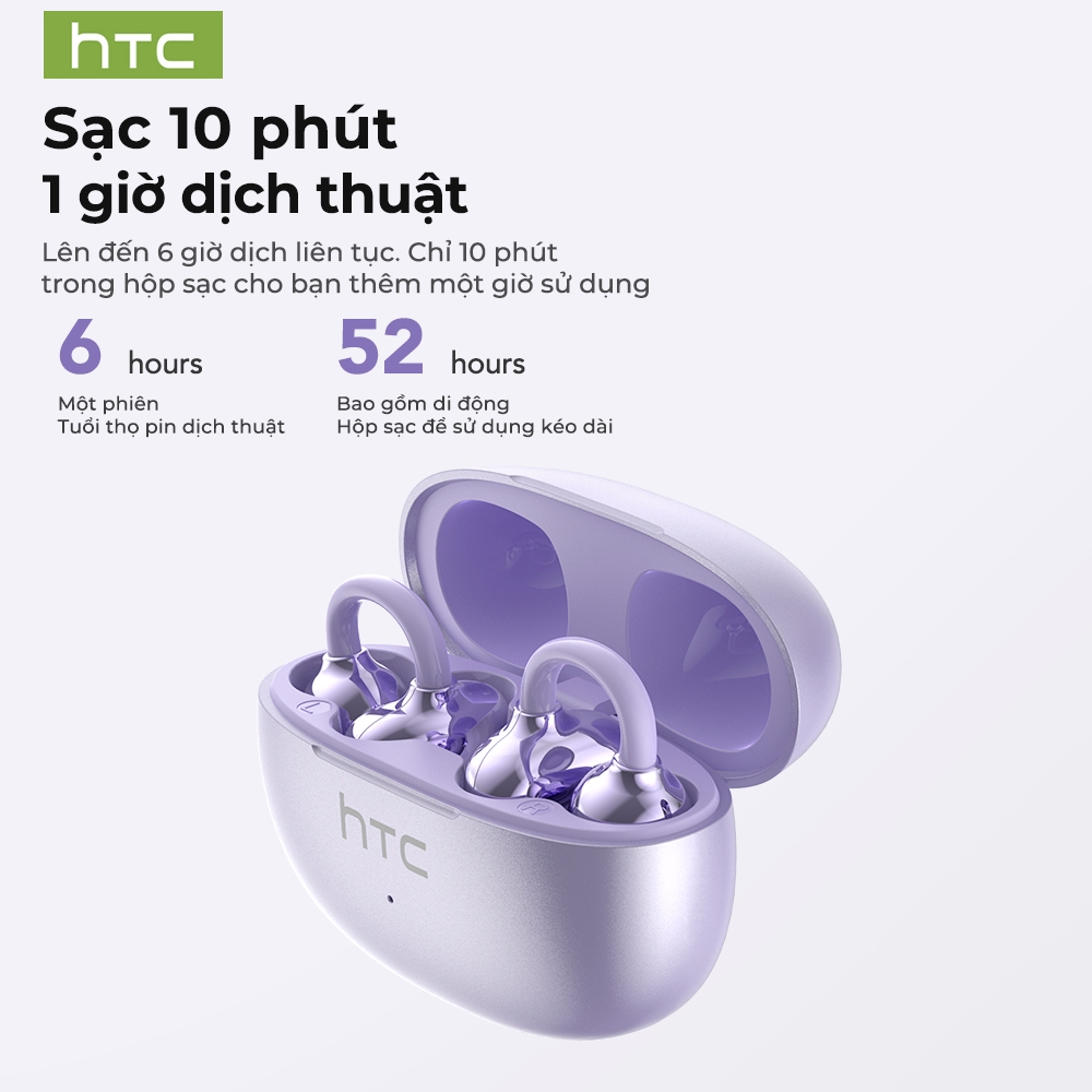 Tai nghe Bluetooth dịch thuật thời gian thực HTC NE55 AI, Tai nghe Bluetooth 6.0 dạng móc tai, Chất lượng âm thanh HiFi, Tai nghe không dây chống nước IPX5, Hỗ trợ dịch video, Bảo hành một năm | BigBuy360 - bigbuy360.vn