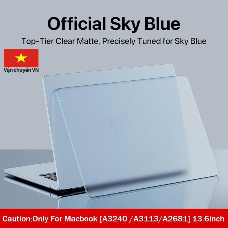 Ốp lưng siêu mỏng Sky Blue cho Air 13,6 M4 A3240 2025 2024 2022 phát hành M3 M2 chip A3113 A2681 Vỏ 