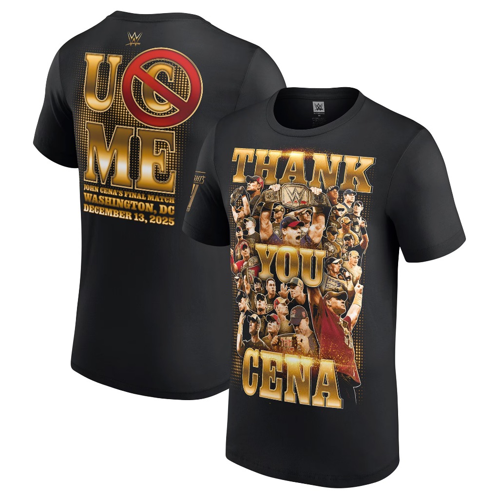 Áo thun nam màu đen John Cena Thank You Cena Gold