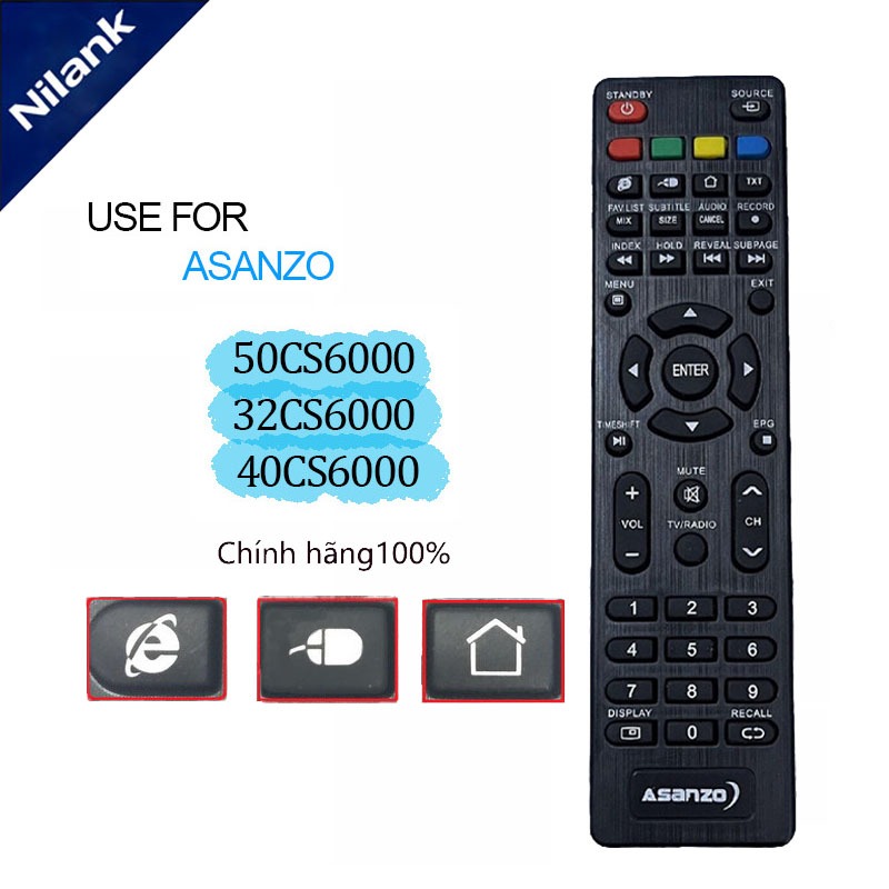 NiLANK Remote Điều Khiển DARLING ASANZO Smart Tivi Loại đẹp