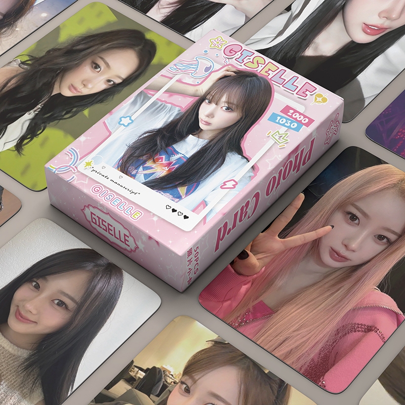 Aespa Giselle Laser Card Set 50 Tấm Thẻ Ảnh LOMO Card Hình Nhóm Nhạc KPOP
