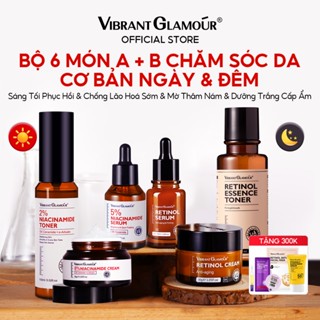  MAX Sáng C + Tối A Bộ 6 món VIBRANT GLAMOUR  Ban ngày: Niacinamide + VC mờ thâm làm sáng da Ban đêm: Gấp đôi Retinol chống nhăn chống oxy hóa & bổ sung collagen 