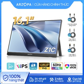 Arzopa Z1C - Màn hình di động chân đế 100% sRGB 16.1 ", FHD 1080P với màn hình USB C HDMI Màn hình mở rộng cho PC, Mac, Laptop, Switch, Xbox, PS4 / 5