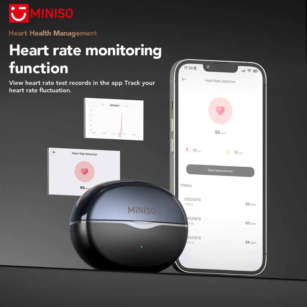 Tai nghe MINISO MS503 Ai Dịch Tai nghe Bluetooth 6.0 Dịch 134 ngôn ngữ Theo dõi nhịp tim Tai nghe khử tiếng ồn Tai nghe không dây HiFi Music HD Gọi với Micro | BigBuy360 - bigbuy360.vn