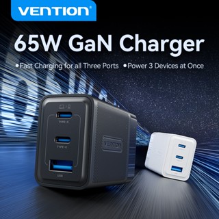  Vention Củ sạc nhanh GaN 65W -  3 cổng  2 USB-C + 1 USB-A  hỗ trợ PD 3.0 QC 4.0 PPS -  Sạc Nhanh Laptop phone 17 16 15 14 13 12 11 Pad - Hàng Chính Hãng 