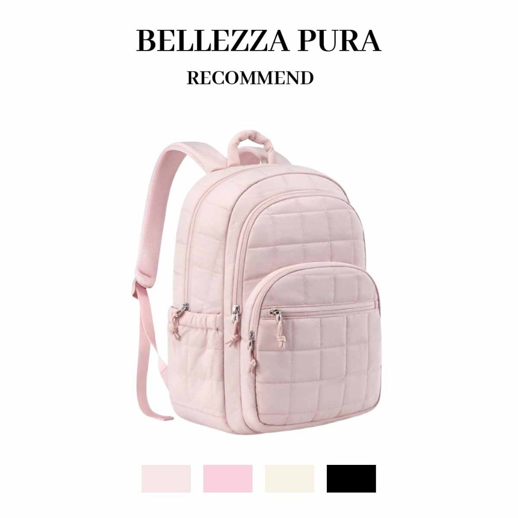 BONBONLOVE Ba lô Puffy Ba lô chống nước nhẹ Túi đi học du lịch Túi đựng Laptop 15,6in