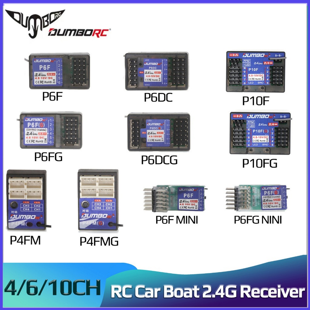 DUMBORC P6F P6FG P6DC P6CDG P4FMG P6FG MINI P10F P10FG 4CH 6CH 10CH Bộ Thu 4.8-10V Điện Áp Trở Lại C