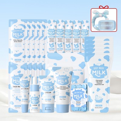 Bộ dụng cụ du lịch chăm sóc da uống sữa LAIKOU | Bộ làm sáng & dưỡng ẩm với Niacinamide & Axit Hyaluronic