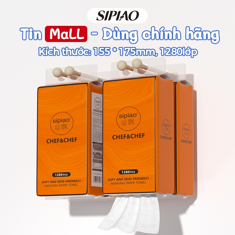 Thùng 4 bịch khăn giấy rút Sipiao treo tường 1280 tờ, 175*155mm siêu dai và mềm mịn(1280-4)