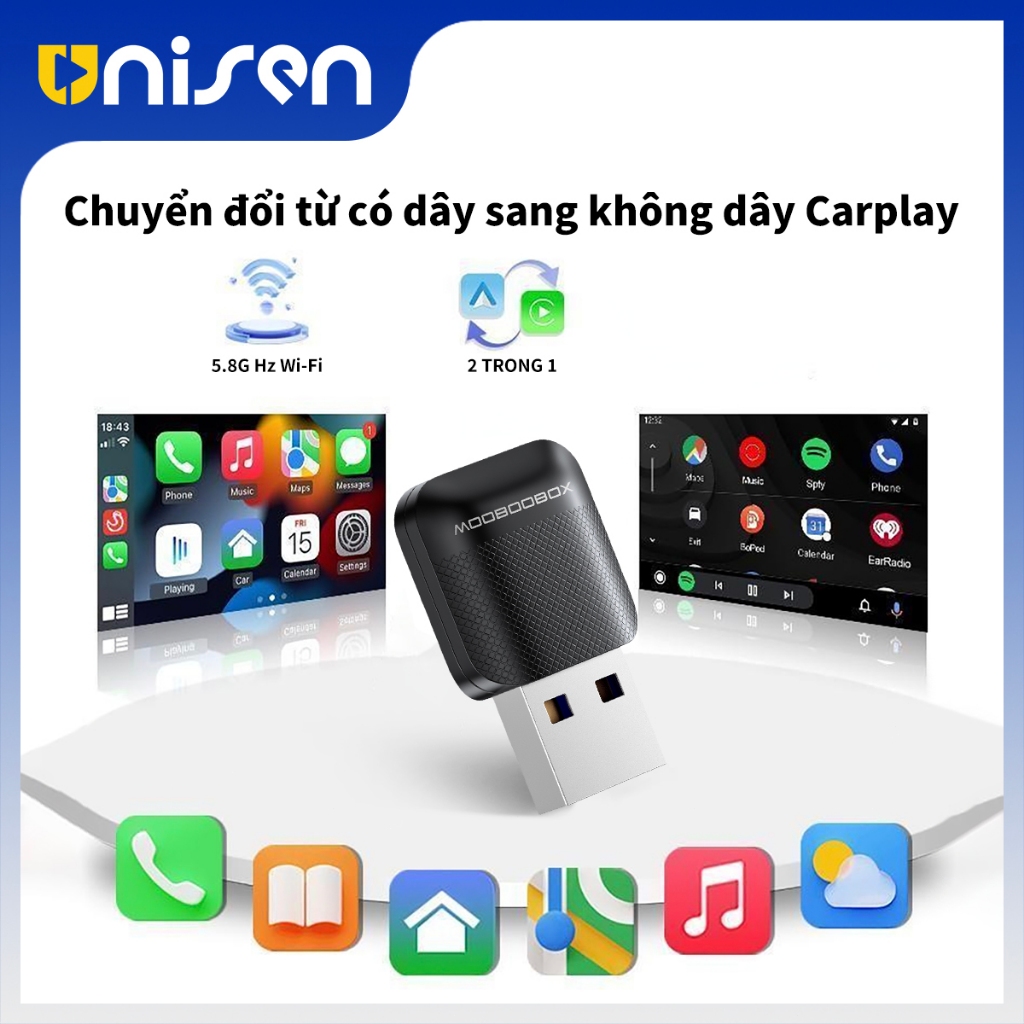 Unisen Bộ chuyển đổi Android Auto CarPlay 2 trong 1