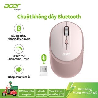 Acer chuột không dây im lặng – Chuột ba kênh 2.4G + Bluetooth 5.2 chế độ kép với 3 cấp độ DPI, Thiết kế bổ sung, Plug & Play