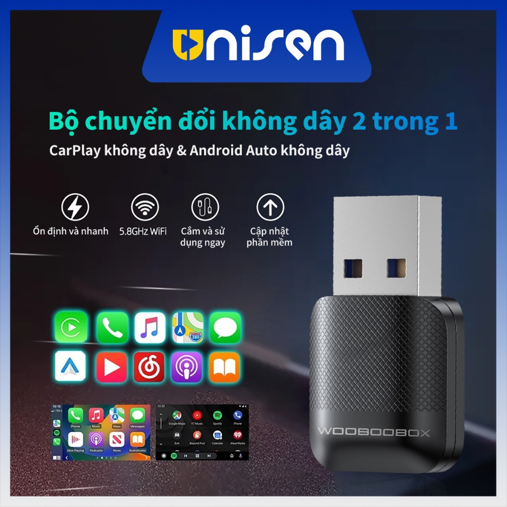 Unisen Bộ chuyển đổi CarPlay/Android Auto 2 trong 1