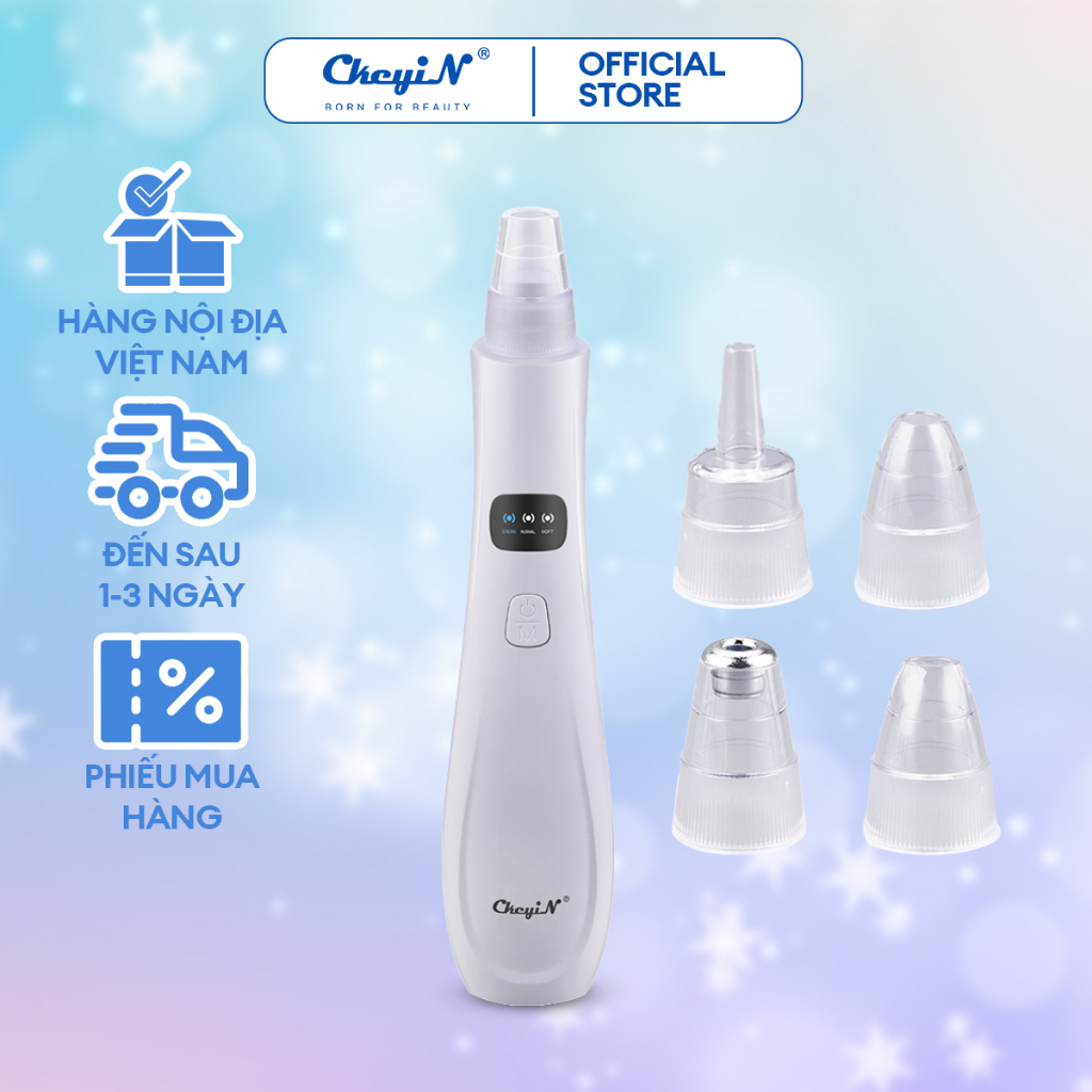  CkeyiN Máy hút mụn đầu đen làm sạch lỗ chân lông kèm 5 đầu hút chuyên dụng máy hút mụn cầm tay MR596 