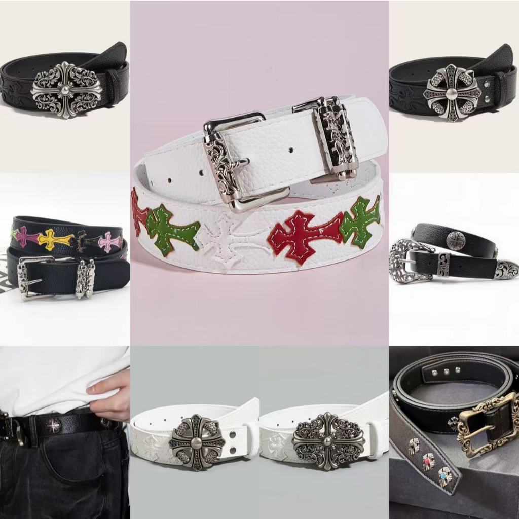 ️ GHGl❣️Hàng sẵn có Real Shot Original Hợp thời trang Thắt lưng nam độc đáo Cross Flower Youth Belt 