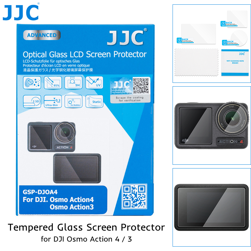 JJC Camera Bảo Vệ Màn Hình Kính Cường Lực Cho DJI OSMO Action 4 Action 3 Action4 Action3 Camera LCD 