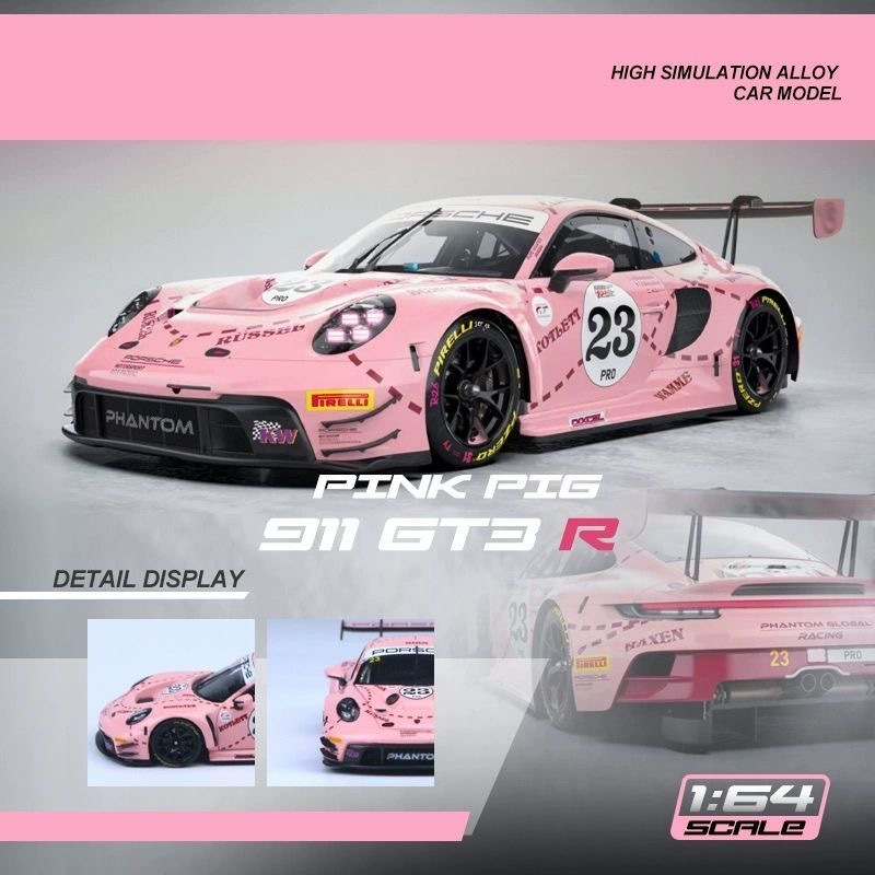 STAR RACE-SR 1/64 Porsche 911 GT3 R Pink Pig Mô Hình Xe Mô Phỏng Quy Mô Nhỏ Hợp Kim Xe Ô Tô Mô Hình 