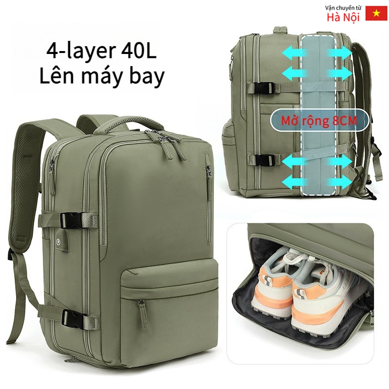 40L balo du lịch có thể mở rộng chống thấm nước balo to đựng quần áo 16 inch laptop