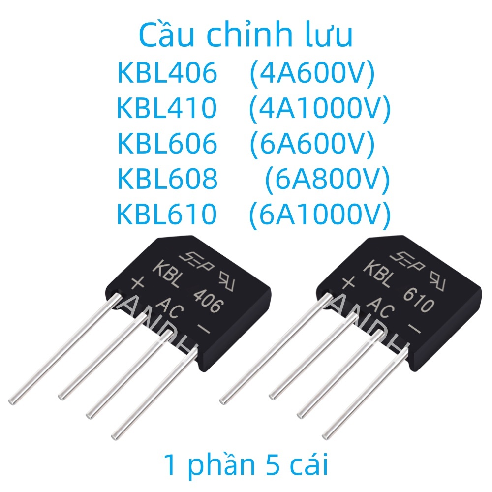 KBL610 KBL608 KBL606 KBL410 KBL406 Bộ chỉnh lưu Cầu chuyển đổi AC sang DC DIP-4