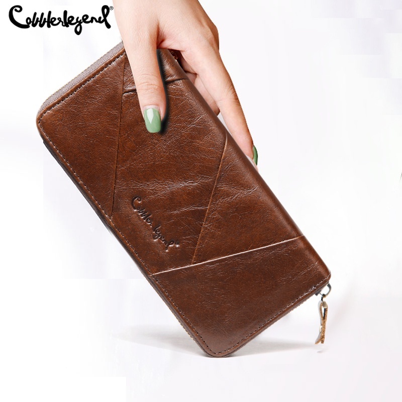 Ví dài nữ Cobbler Legend Ví dài da cổ điển Ví dài màu nâu