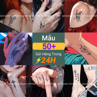 SAI MAGIC TATTOO Miếng Dán Hình Xăm Tạm Thời Chống Thấm Nước Lâu Trôi 2 Tuần 50 Mẫu Dễ Thực Hiện An Toàn Hiệu Quả Như Thật