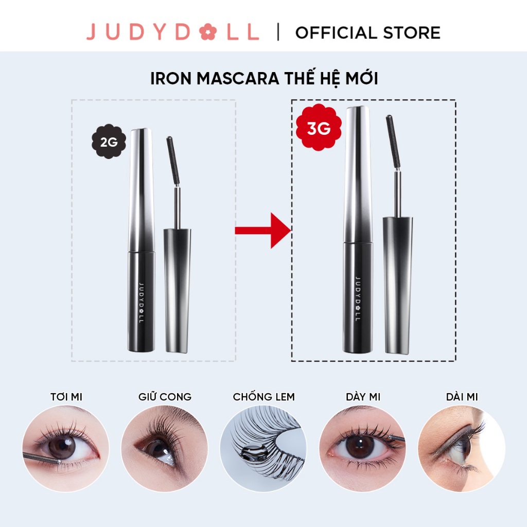 Mascara đầu sắt JUDYDOLL Iron Mascara Siêu tơi dài mi Giữ cong Lâu trôi Chống nước suốt 24h | BigBuy360 - bigbuy360.vn