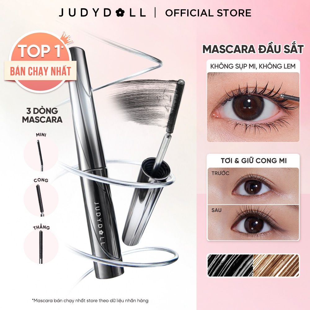 Mascara đầu sắt JUDYDOLL Iron Mascara Siêu tơi dài mi Giữ cong Lâu trôi Chống nước suốt 24h | BigBuy360 - bigbuy360.vn